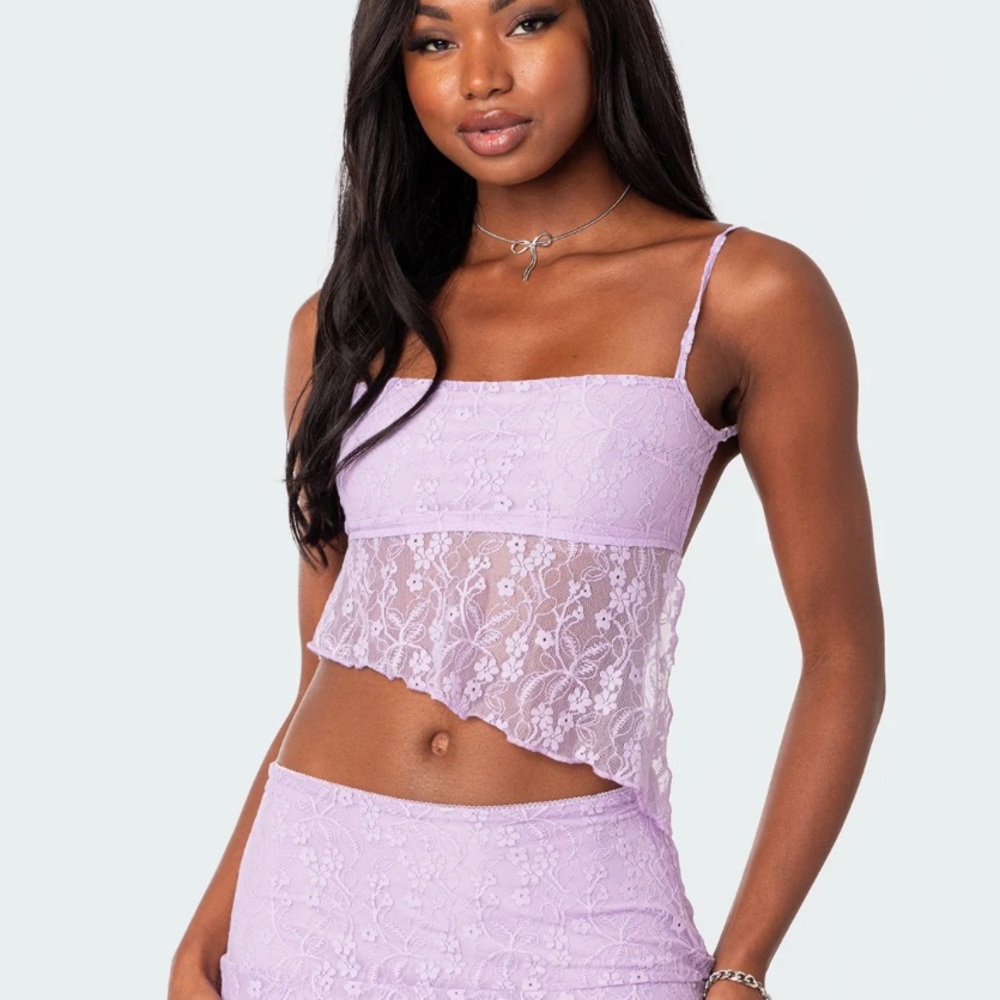 Edikted Lilac Tie Back Top